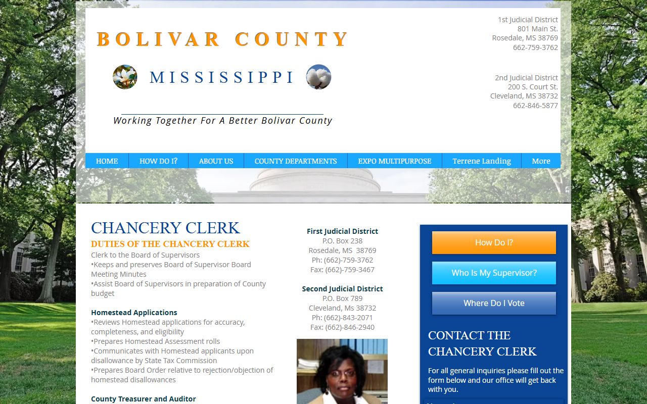 Bolivar County Chancery Clerk duties and records overview