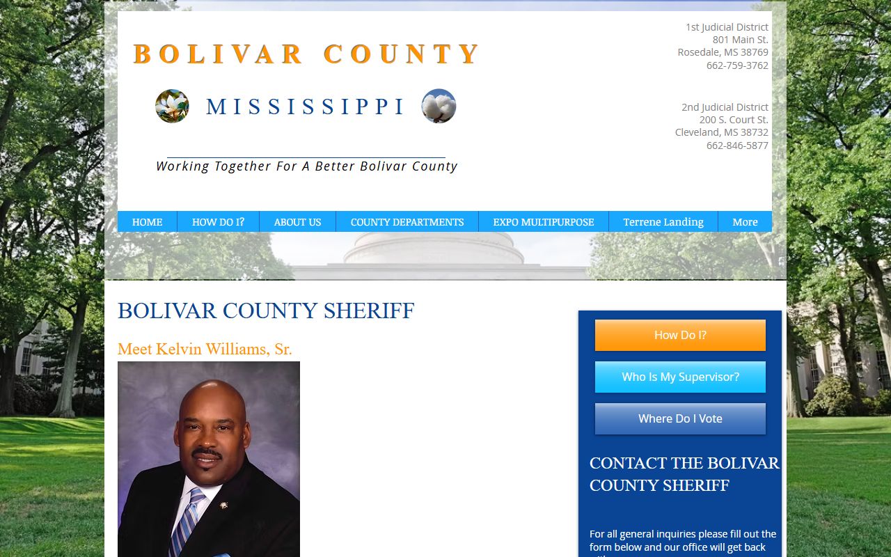 Bolivar County arrest records Sheriff office page