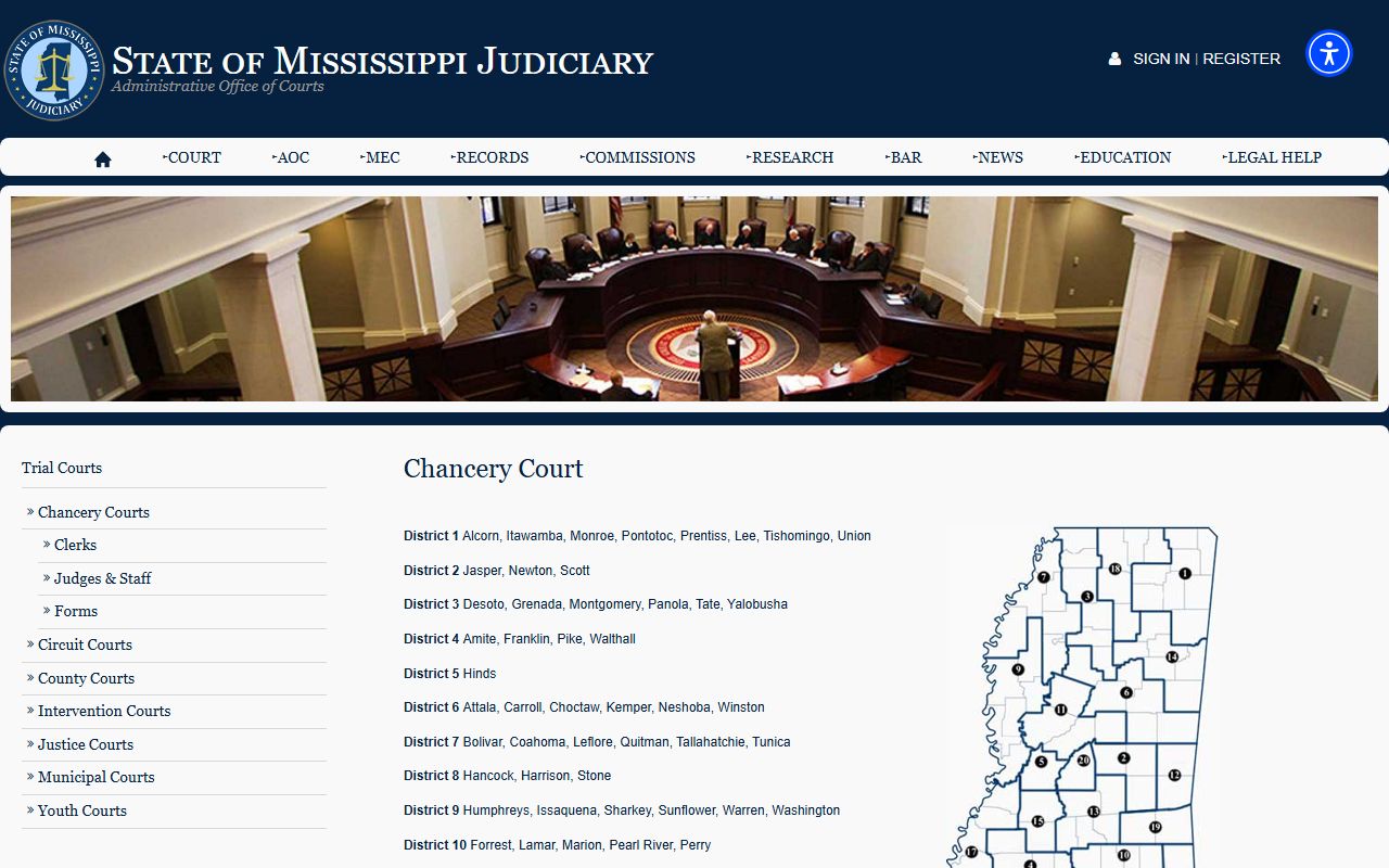 Bolivar County court records Chancery Court jurisdiction overview