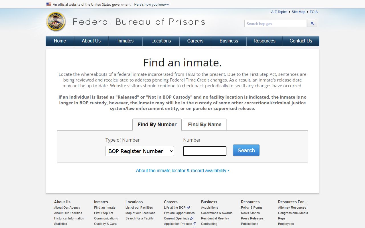 Bolivar County inmate records Federal Bureau of Prisons inmate locator