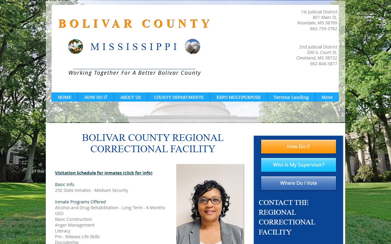 Bolivar County inmate records Regional Correctional Facility page