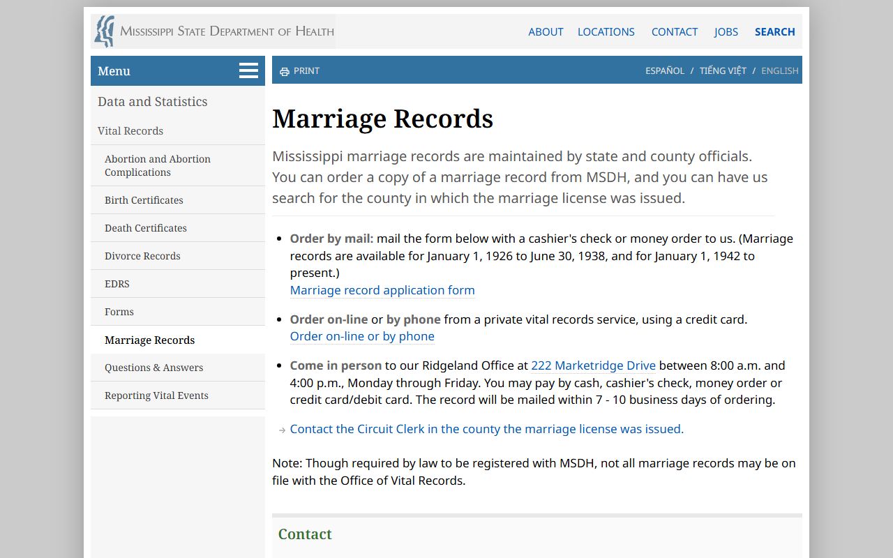 Bolivar County marriage and divorce records state marriage-records page