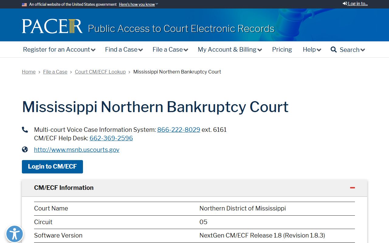 Bolivar County probate records PACER bankruptcy court lookup page
