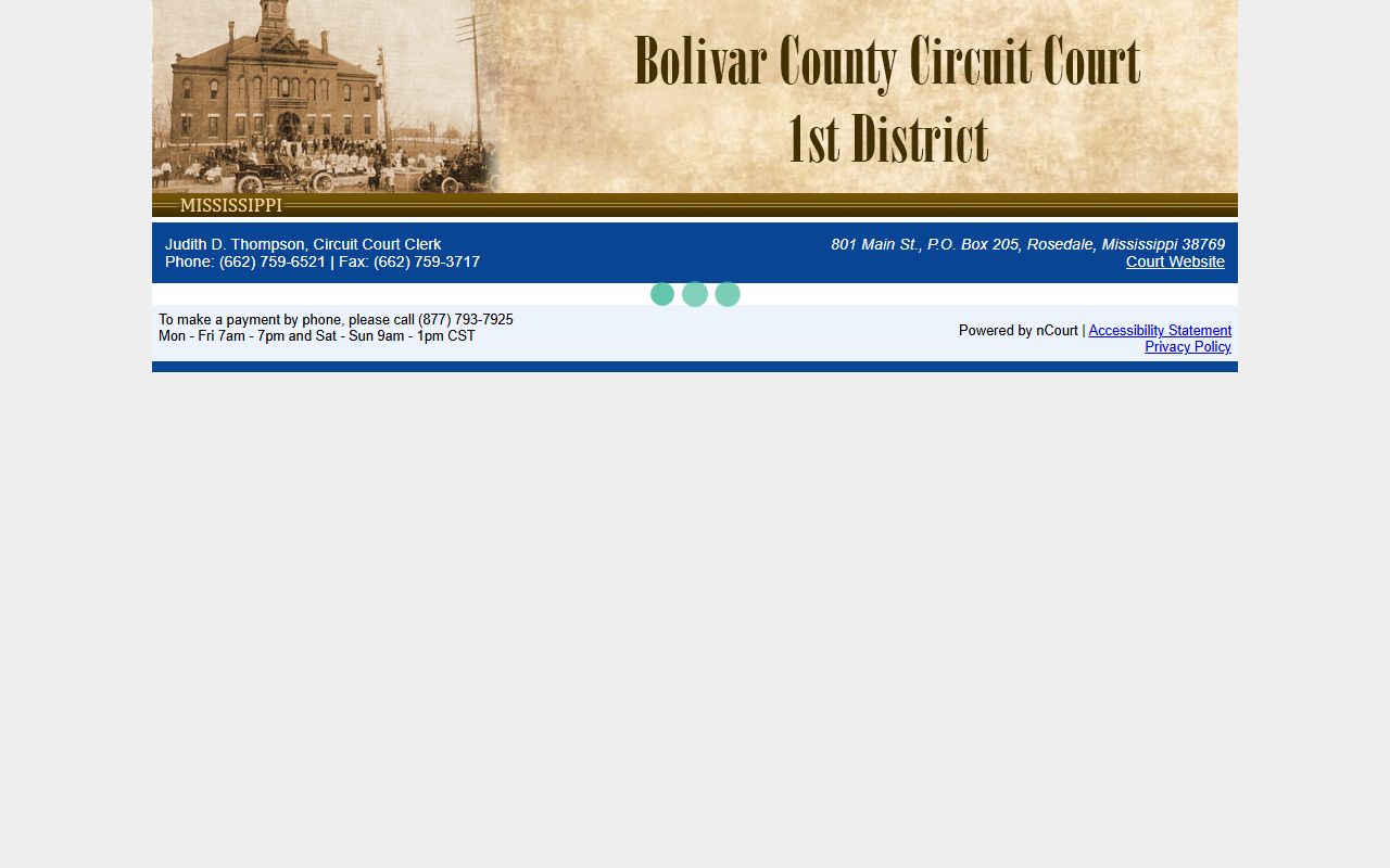 Bolivar County warrant records First District court payment portal