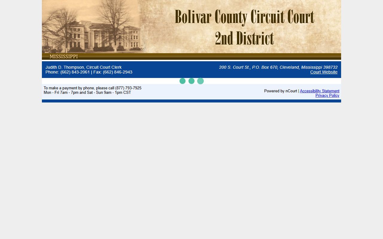 Bolivar County warrant records Second District court payment portal